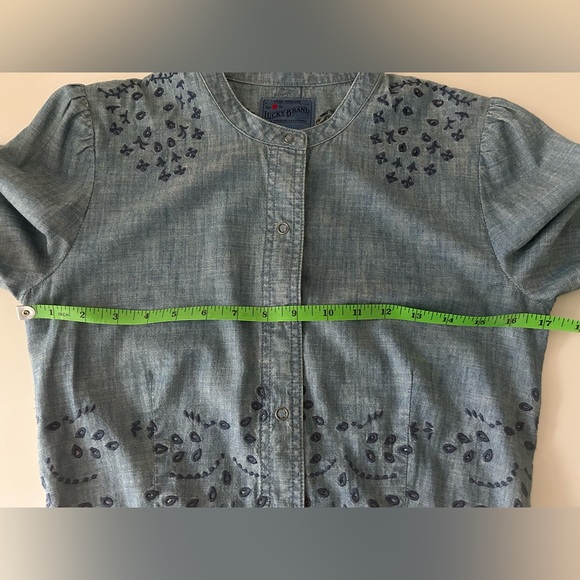 Lucky Brand Eyelet Chambray Snap Front Blouse - Picture 4 of 5